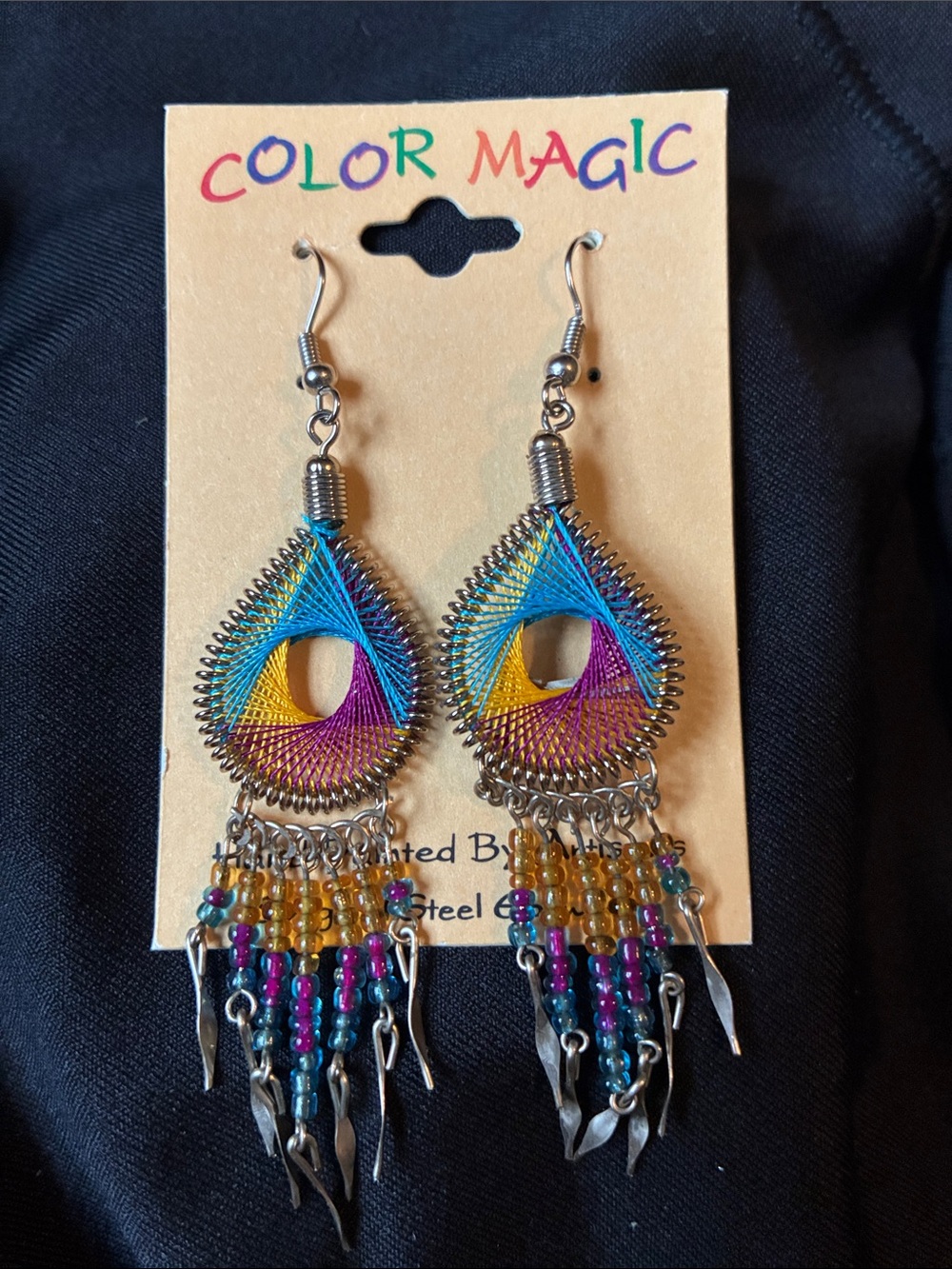 Multicolor Thread Teardrop Dangle Earrings